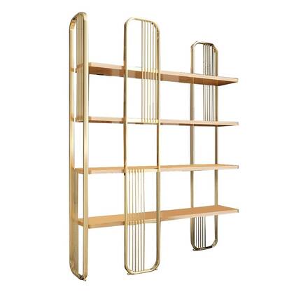 Giga Meubel - Boekenkast Goud Metaal - 125x28x180cm - Sierra Geel