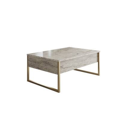 Giga Meubel - Salontafel Travertinlook|Goud - 90x60x40cm - Luxe