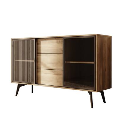 Meubella - Spa - Dressoir - Eiken - 144x39x85 cm Bruin