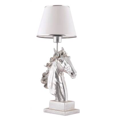 Giga Meubel - Tafellamp Wit|Zilver - 25x25x60cm - Horse