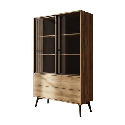 Meubella - Spa - Vitrinekast - Eiken - 100x39x165 cm Bruin