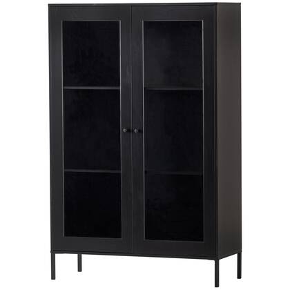 WOOOD Xam Vitrinekast - Grenen - Zwart - 155x100x40