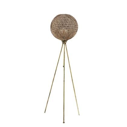 Giga Meubel - Vloerlamp Goud Metaal - 35x35x138cm - Pied Zwart