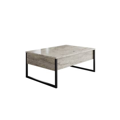 Giga Meubel - Salontafel Travertinlook|Zwart - 90x60x40cm - Luxe