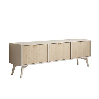 Meubella - TV-Meubel Essence - Beige - Licht eiken - 158 cm Beige, Bruin