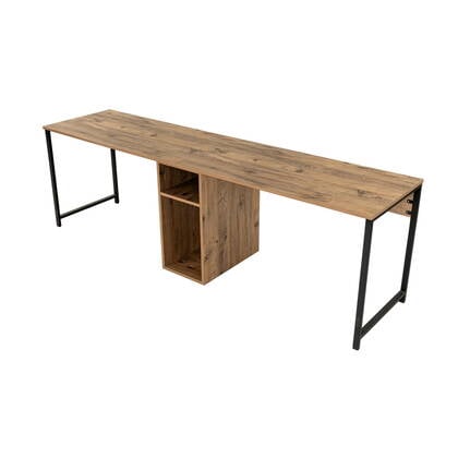 Giga Meubel - Bureau Naturel Hout - 240x60x74cm - Twin Bruin