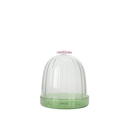 Sissy-Boy Glazen stolp met roze strikje Wit