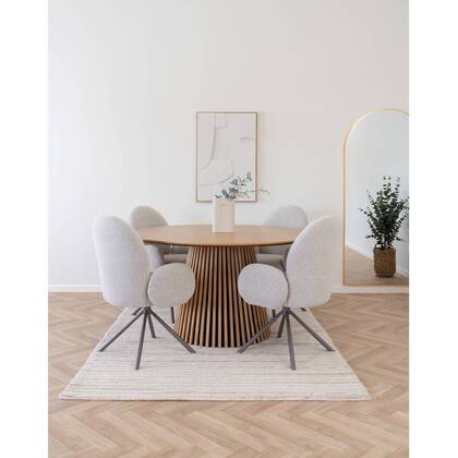 House Nordic Osaka Eiken Eettafel Rond Ø120 cm Crème