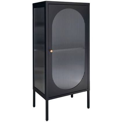 House Nordic Adelaide Zwart | Glas Vitrinekast 1-Deur