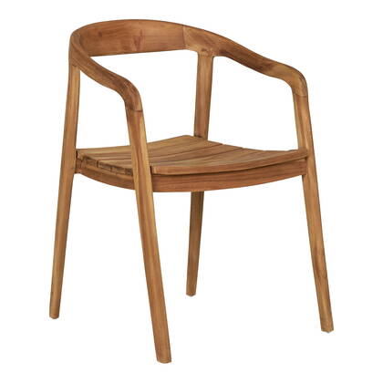 House Nordic Otero Teak Eetkamerstoel met Armleuning set van 2 Bruin