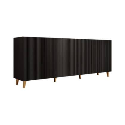Meubella - Dressoir Palamos - Mat zwart - 200 cm