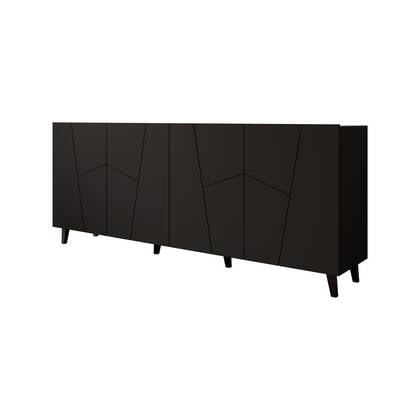 Meubella - Dressoir Ezer - Mat - 200 cm Zwart