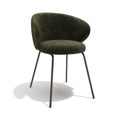 Set van 2 kaki fluwelen stoelen met zwarte poten Groen