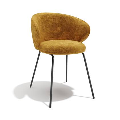 Set van 2 mosterdkleurige fluwelen stoelen met zwarte poten Geel