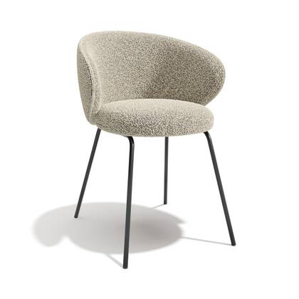 Set van 2 bouclette stoelen met zwarte poten Beige