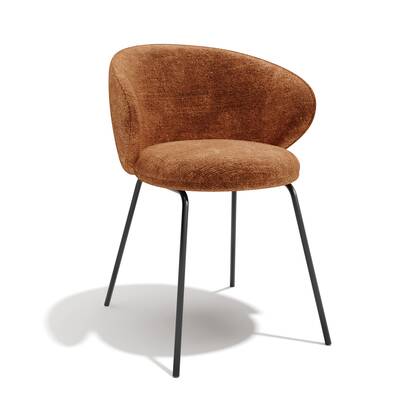 Set van 2 terracotta fluwelen stoelen met zwarte poten Bruin