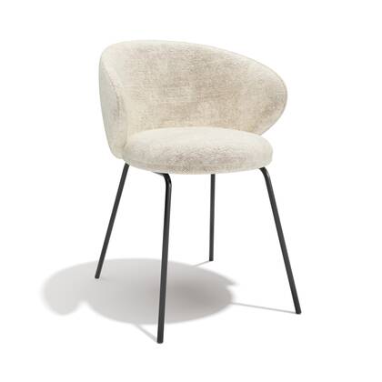 Set van 2 kleurige fluwelen stoelen met zwarte poten Crème