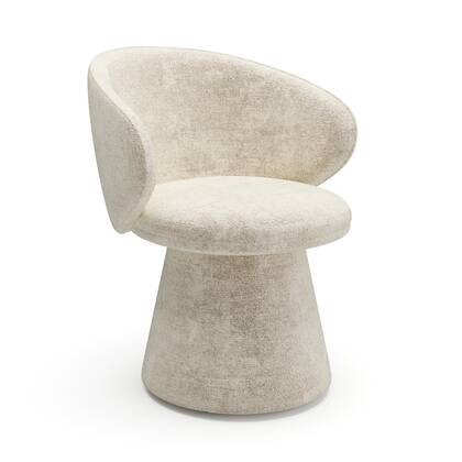 180° draaibare fauteuil in kleurig fluweel Crème