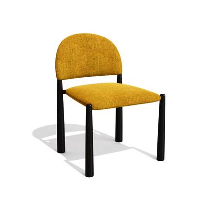 Set van 2 mosterdkleurige fluwelen stoelen met zwarte poten Geel