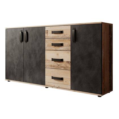 Meubella - Dressoir Montreal - Grijs - Old wood - 160 cm Bruin, Grijs