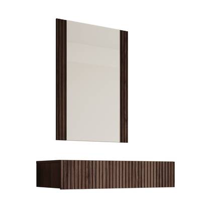 Meubella - Kaptafel Tartagal - Donker eiken - 80 cm - Met spiegel Bruin