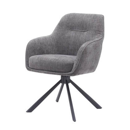 Giga Living - Eetkamerstoel Antraciet Stof - Select Avola - Set van 2 Grijs