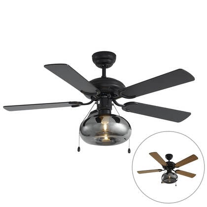 QAZQA Plafondventilator 107.5cm met trekschakelaar - Mistral Zwart