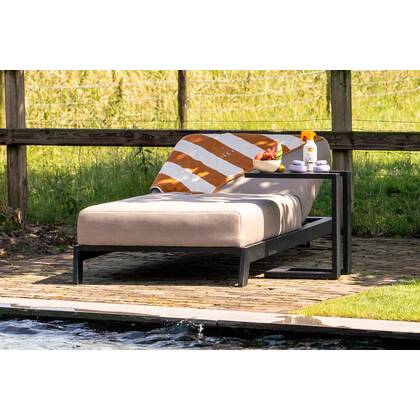 VDG Mexico ligbed 200x85 cm. + bijzettafel - Sunbrella|Taupe Grijs