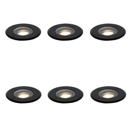 QAZQA Set van 6 moderne buiten grondspots 35 mm verstelbaar Zwart