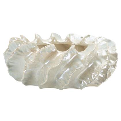 Parelmoerkleurige keramische vaas ø 43x16 cm Beige