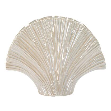 Parelmoerkleurige keramische vaas 35,5x11,5x27 cm Beige