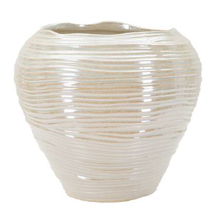 Parelmoerkleurige keramische vaas ø 27x24 cm Beige
