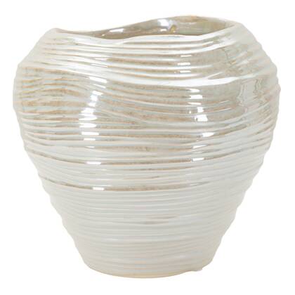 Parelmoerkleurige keramische vaas ø 22x20 cm Beige