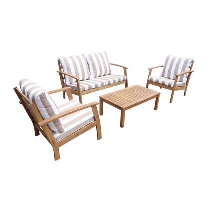 sweeek - Houten loungeset, 4 zitplaatsen Bruin