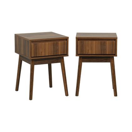 sweeek - Nachtkastje hout decor 1 lade (set van 2) Bruin