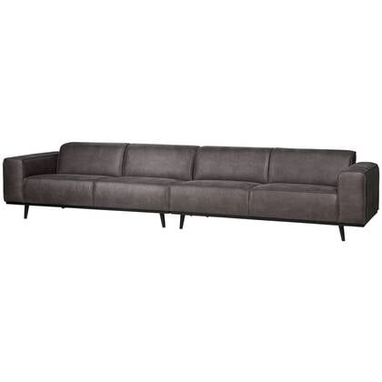 WOOOD Statement Xl 4-Zits Bank - Lederlook - Donkergrijs - 77x372x93 Antraciet