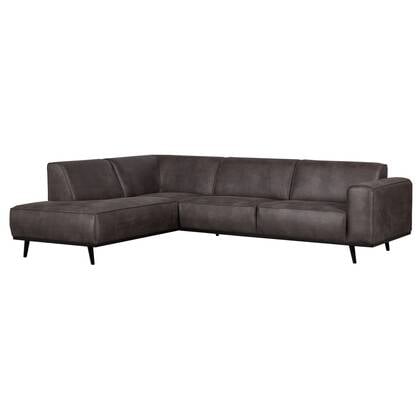 WOOOD Statement Hoekbank Links - Lederlook - Donkergrijs - 77x274x210 Antraciet