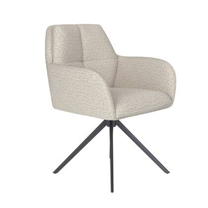 Giga Meubel - Eetkamerstoel Off White - Metaal Zwart - Pete Beige