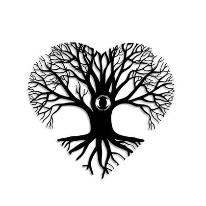 Giga Meubel - Wandlamp Zwart Metaal - 52x9x49cm - Heart Tree