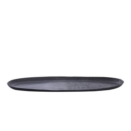 PTMD Jowad Graphite Alu Sheet Bowl Ribbed Oval L Grijs