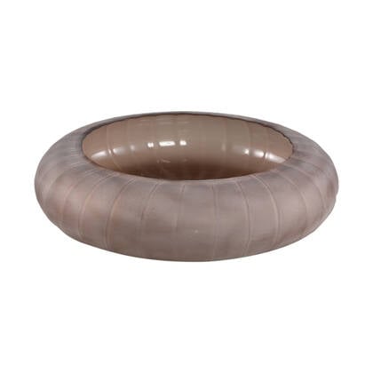 PTMD Levente Sand Carved Glass Round Bowl Ribbed Beige