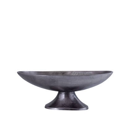 PTMD Loman Black Casted Alu Oval Bowl On Base S Zwart
