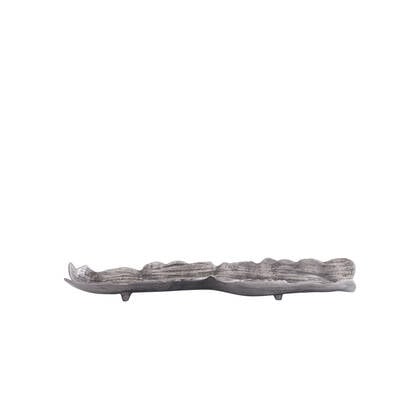 PTMD Lukne Nickle Casted Alu Wavy Bowl Rectangle S Grijs