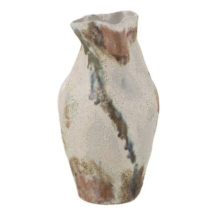 J-Line vaas Maan Vervormd - keramiek - mix - 26.5 cm hoog Beige
