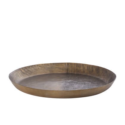 PTMD Jowad Antique Gold Alu Sheet Bowl Ribbed Round L Goud