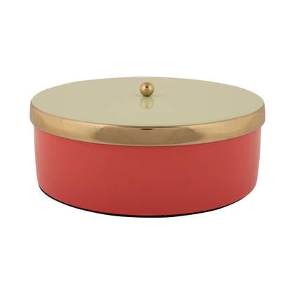 Present Time - Opbergbox Double Funky Large - Scarlet red & Soft green Rood