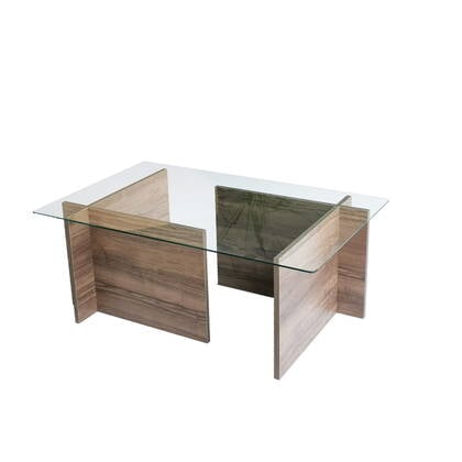 Giga Meubel - Salontafel Glas|Walnoot - 105x65x40cm - New Escape Bruin