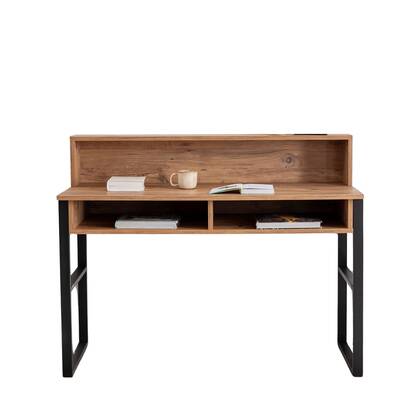 Giga Meubel - Bureau Walnoot|Zwart Hout - 120x55x95,8cm - Kemo Bruin