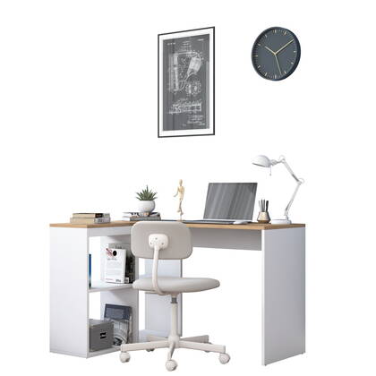 Giga Meubel - Hoekbureau Naturel|Wit Hout - 30x46x74,8cm - Aydin Bruin