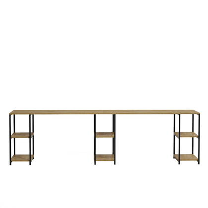 Giga Meubel - Bureau Naturel Hout - 270x60x74cm - Sade Bruin